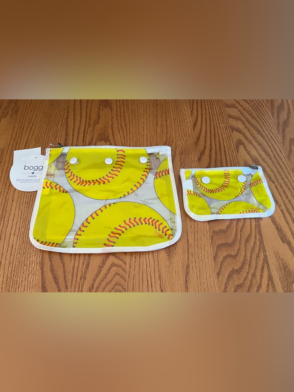 Bogg Decorative Inserts Set of
2 Travel Organizer Storage Pouches - Softball